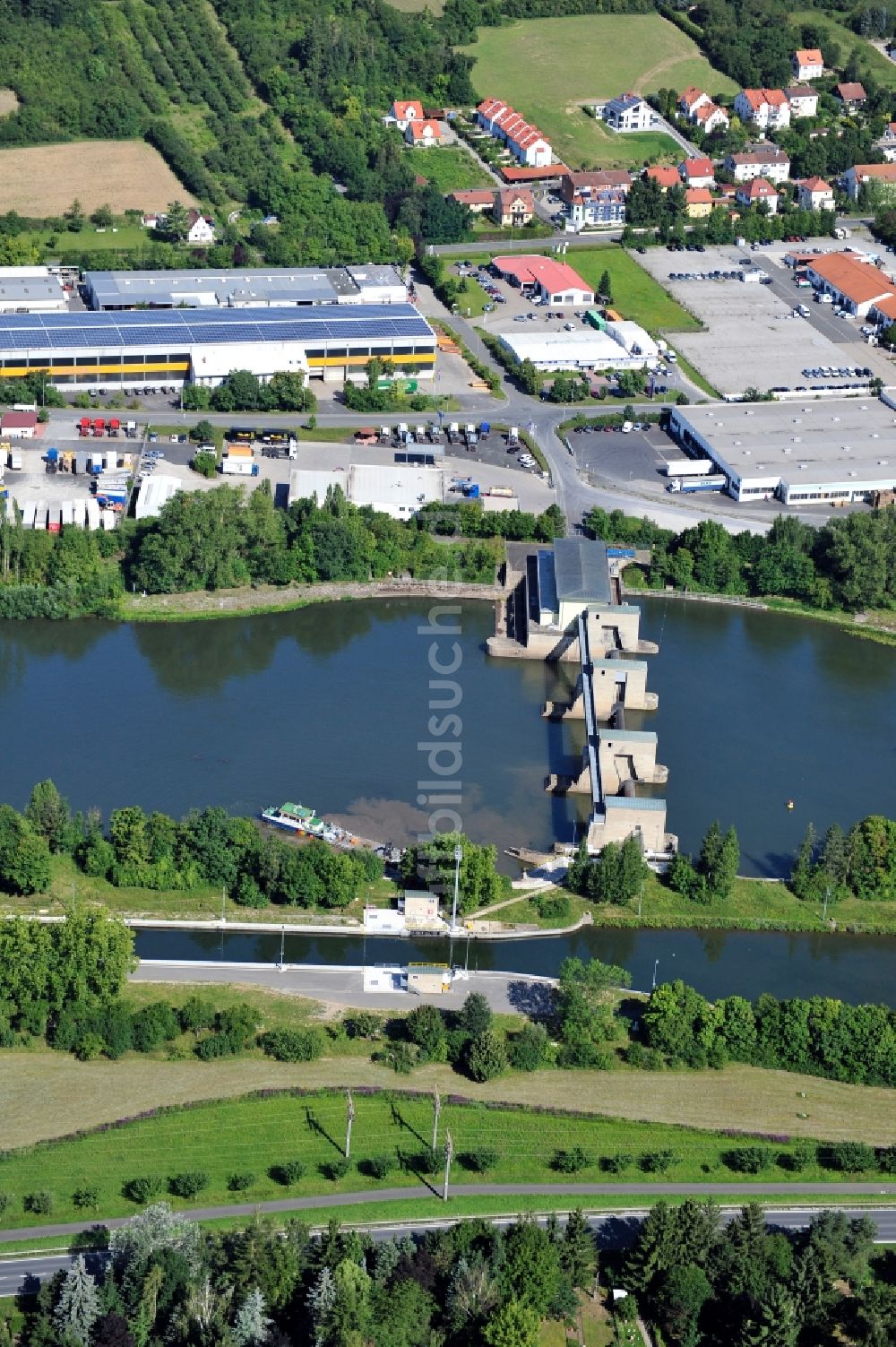 Luftbild Kitzingen - Flussverlauf des Main in Kitzingen im Bundesland Bayern