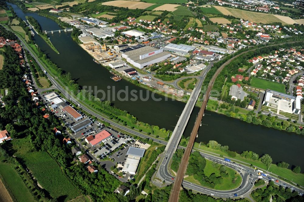 Luftbild Kitzingen - Flussverlauf des Main in Kitzingen im Bundesland Bayern