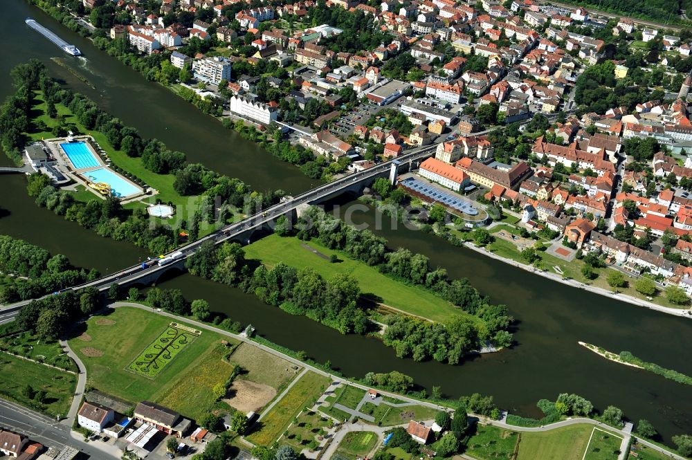 Luftbild Kitzingen - Flussverlauf des Main in Kitzingen im Bundesland Bayern