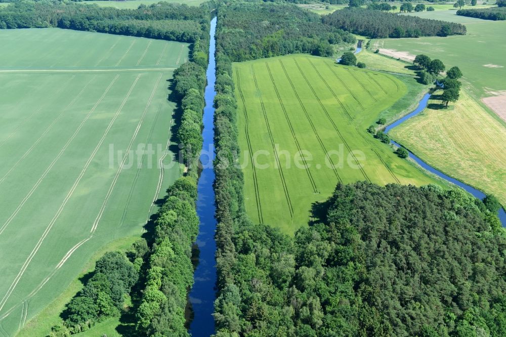 Luftbild Siggelkow - Flußverlauf der Müritz-Elde und dem Fluss Alte Elde in der Gemeinde Siggelkow im Bundesland Mecklenburg-Vorpommern, Deutschland