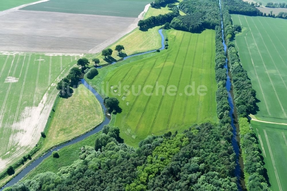 Luftbild Siggelkow - Flußverlauf der Müritz-Elde und dem Fluss Alte Elde in der Gemeinde Siggelkow im Bundesland Mecklenburg-Vorpommern, Deutschland