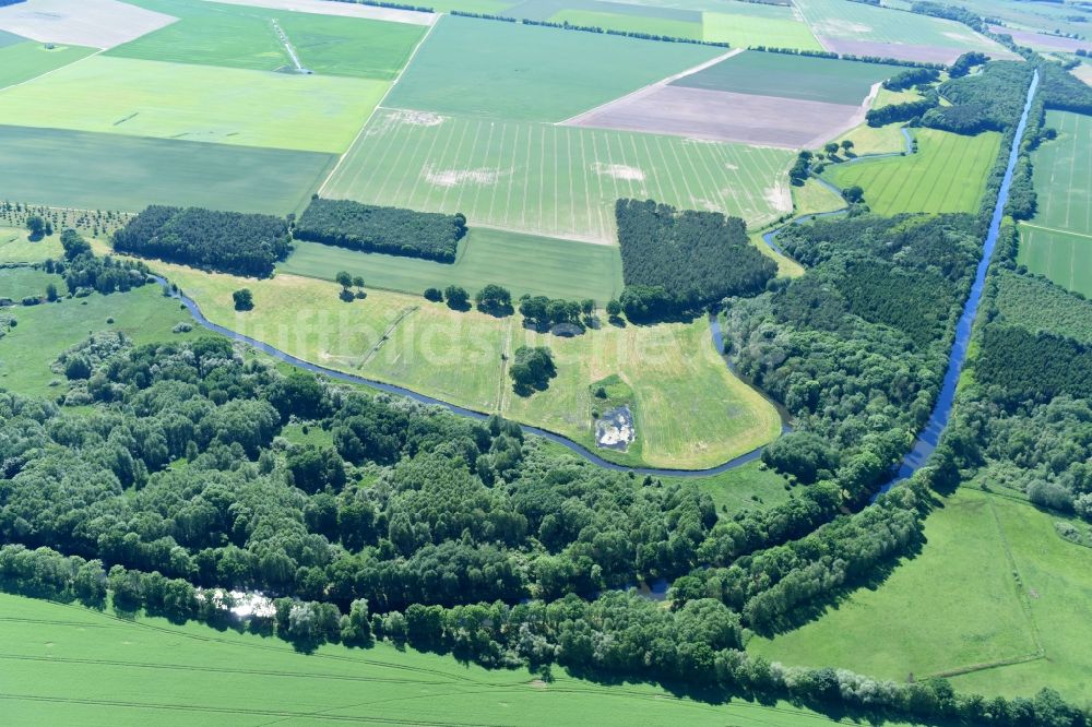 Luftbild Siggelkow - Flußverlauf der Müritz-Elde und dem Fluss Alte Elde in der Gemeinde Siggelkow im Bundesland Mecklenburg-Vorpommern, Deutschland