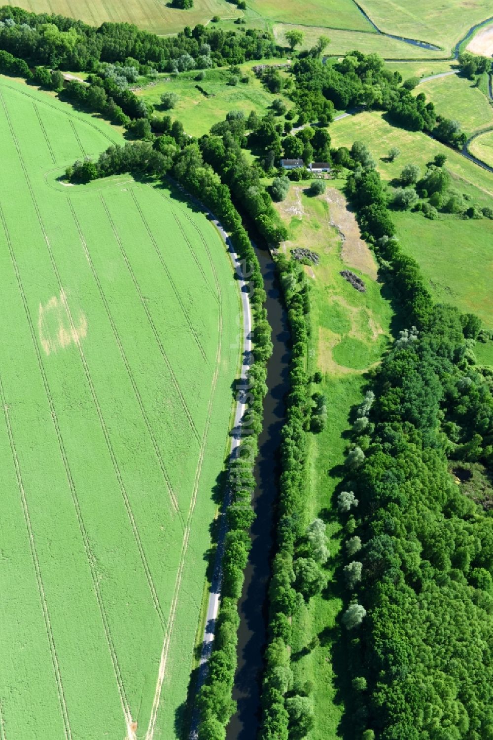 Luftbild Siggelkow - Flußverlauf der Müritz-Elde und dem Fluss Alte Elde in der Gemeinde Siggelkow im Bundesland Mecklenburg-Vorpommern, Deutschland