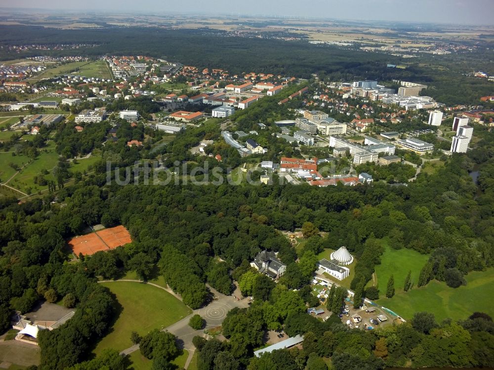 Luftaufnahme Halle (Saale) - Flußverlauf der Saale an der Peißnitzbrücke in Halle (Saale) im Bundesland Sachsen-Anhalt