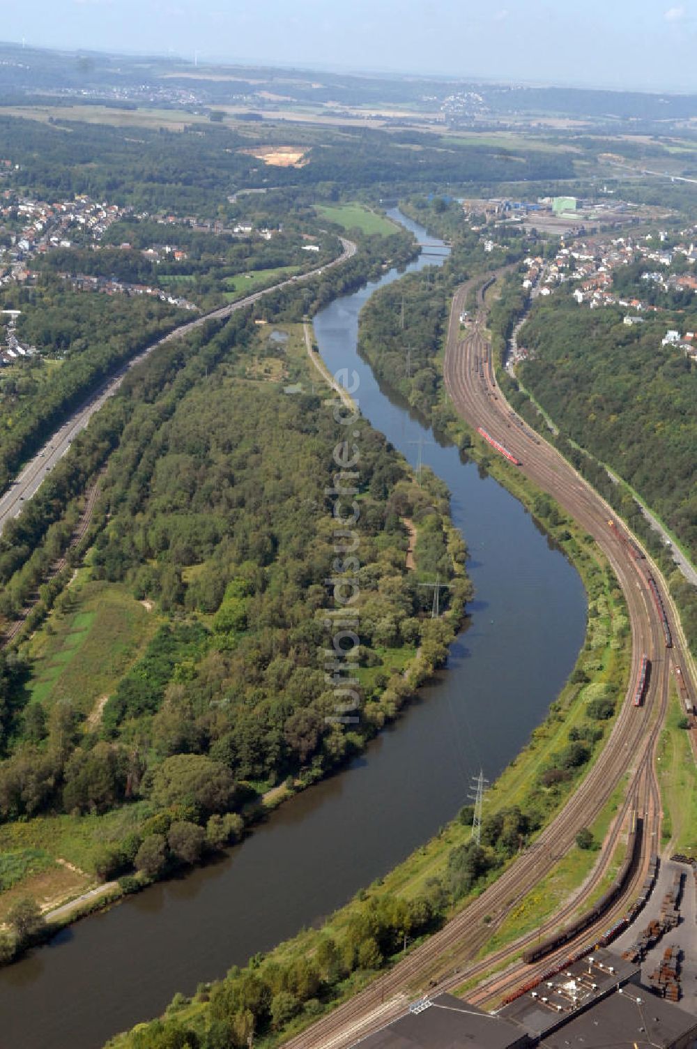 Bous von oben - Flußverlauf der Saar bei Bous