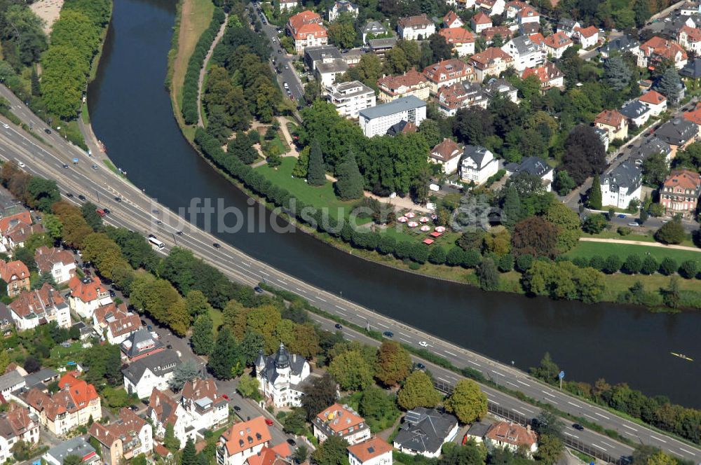 Luftaufnahme Saarbrücken - Flußverlauf der Saar durch Saarbrücken