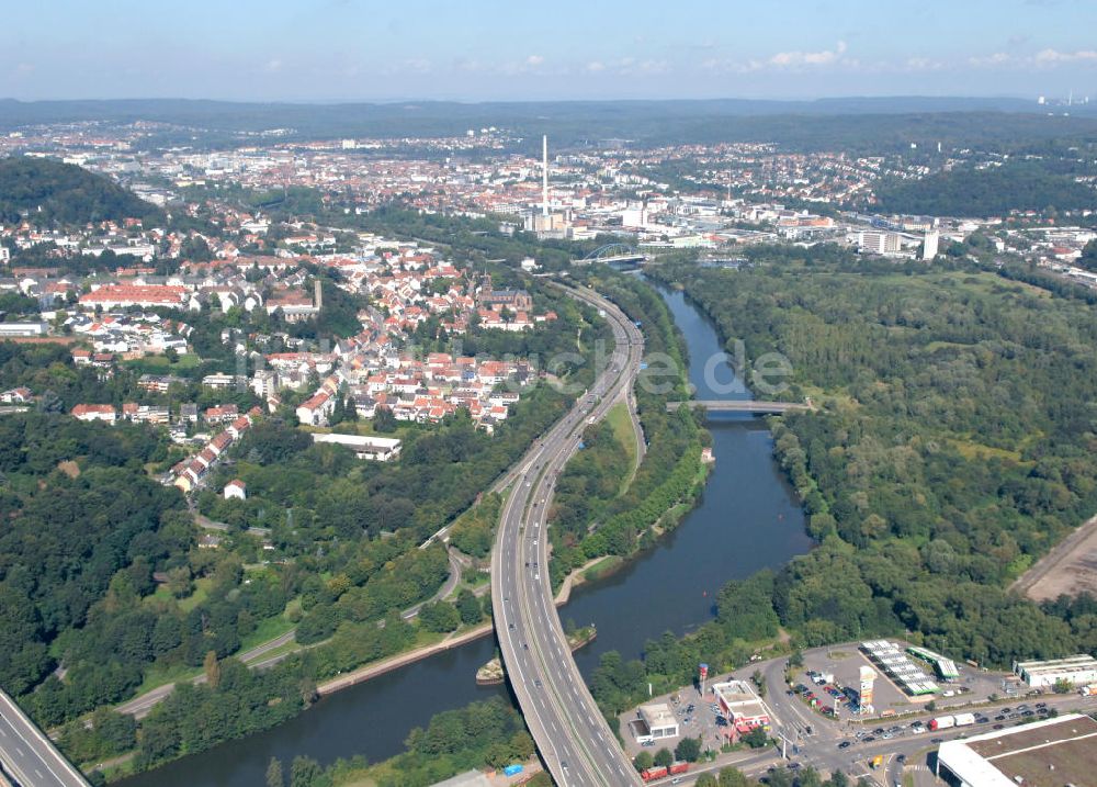 Luftaufnahme Saarbrücken - Flußverlauf der Saar in Saarbrücken