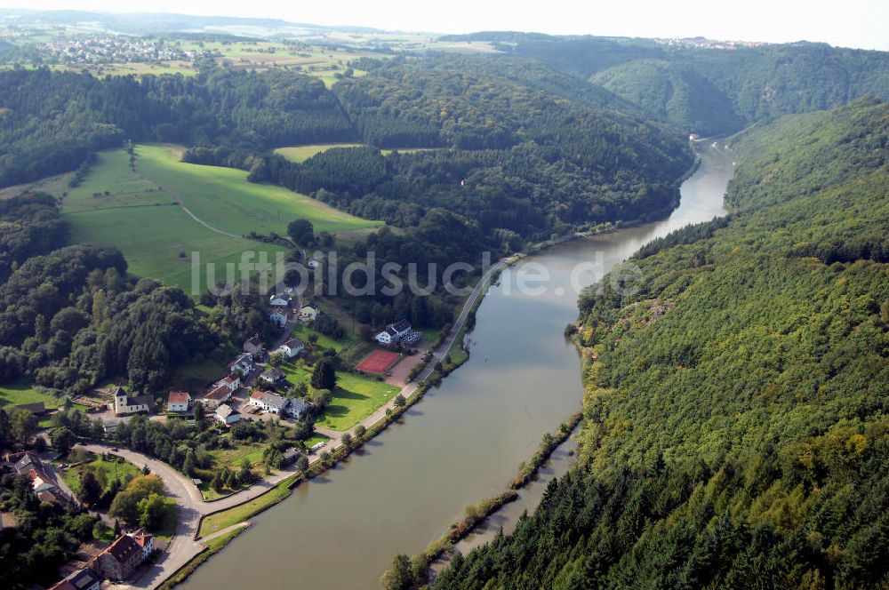 Luftbild Mettlach OT Keuchingen - Flussverlauf der Saar an der Saarschleife