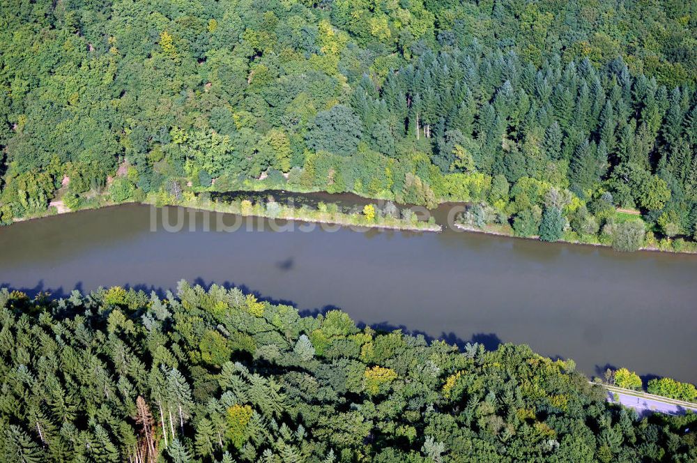 Mettlach OT Keuchingen von oben - Flussverlauf der Saar an der Saarschleife