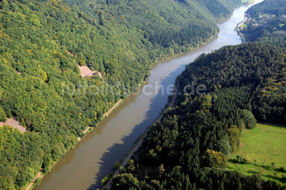 Mettlach OT Keuchingen aus der Vogelperspektive: Flussverlauf der Saar an der Saarschleife