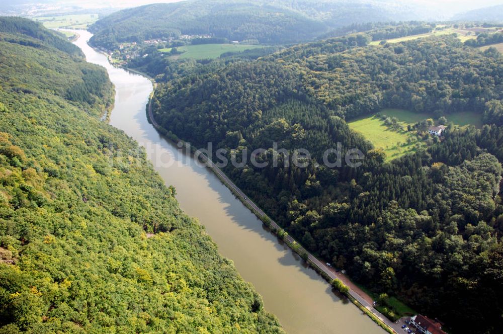 Mettlach OT Keuchingen von oben - Flussverlauf der Saar an der Saarschleife