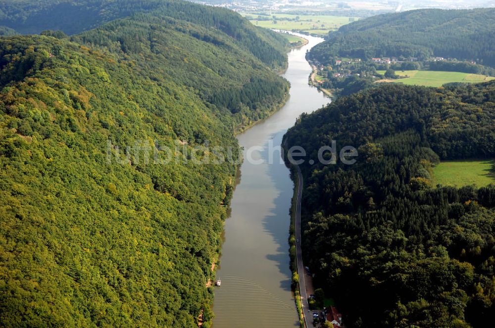 Mettlach OT Keuchingen aus der Vogelperspektive: Flussverlauf der Saar an der Saarschleife