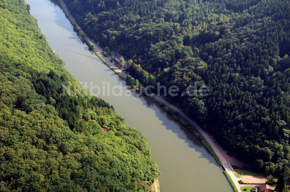 Mettlach OT Keuchingen von oben - Flussverlauf der Saar an der Saarschleife