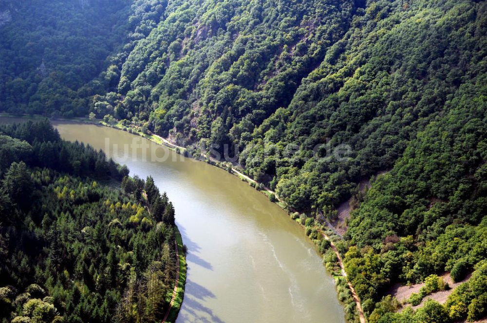 Mettlach OT Keuchingen von oben - Flussverlauf der Saar an der Saarschleife