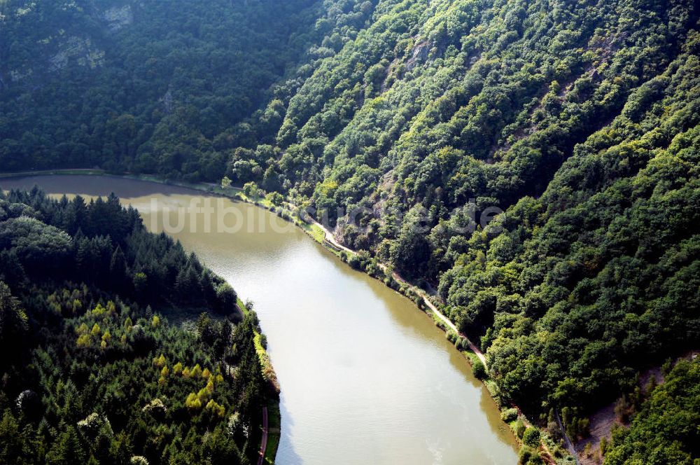 Mettlach OT Keuchingen aus der Vogelperspektive: Flussverlauf der Saar an der Saarschleife