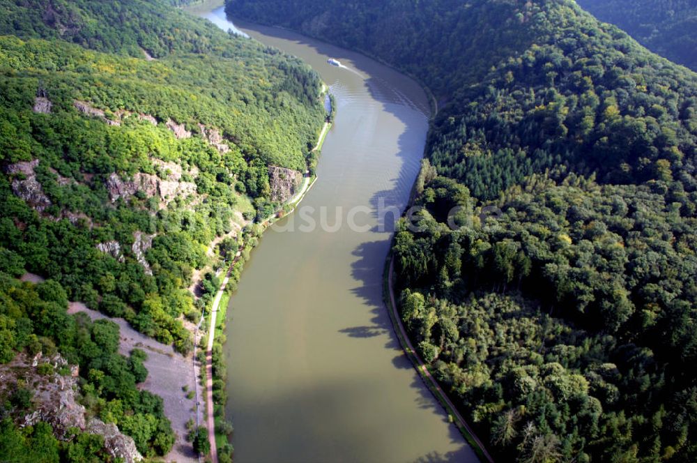 Mettlach OT Keuchingen von oben - Flussverlauf der Saar an der Saarschleife