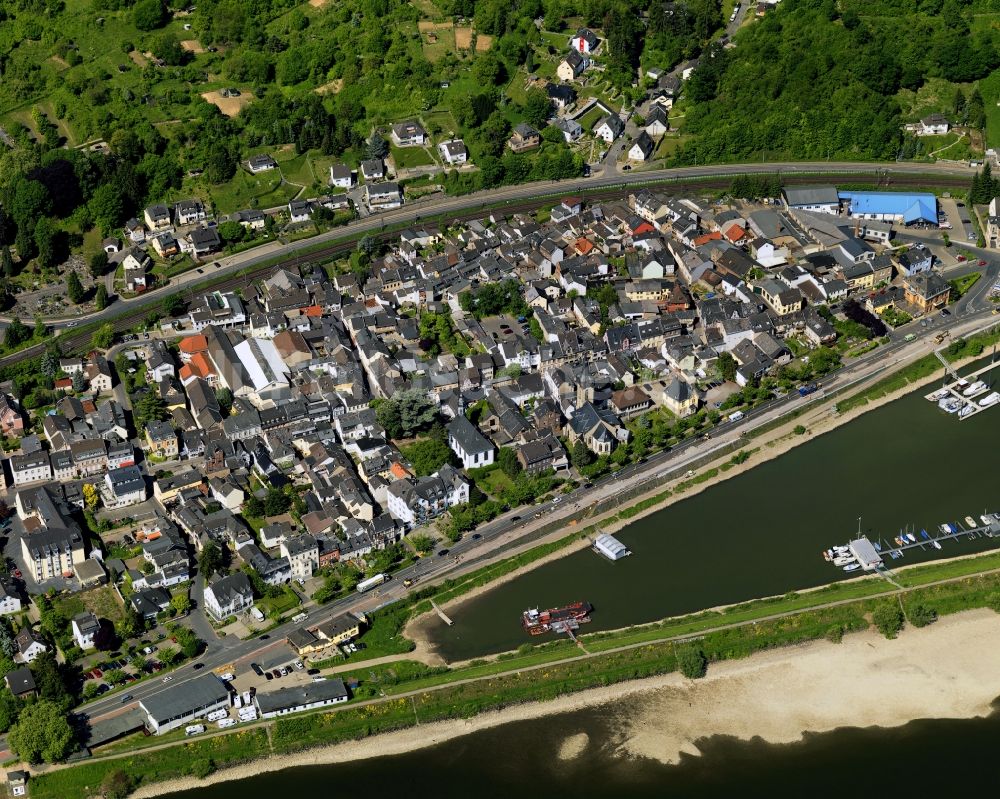 Luftbild Remagen Oberwinter - Flußverlauf am Ufer des Rhein im Ortsteil Oberwinter in Remagen im Bundesland Rheinland-Pfalz