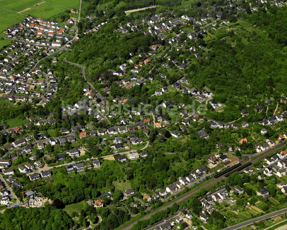 Remagen Oberwinter von oben - Flußverlauf am Ufer des Rhein im Ortsteil Oberwinter in Remagen im Bundesland Rheinland-Pfalz