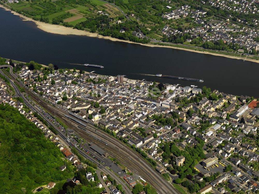 Luftaufnahme Remagen - Flußverlauf am Ufer des Rhein in Remagen im Bundesland Rheinland-Pfalz