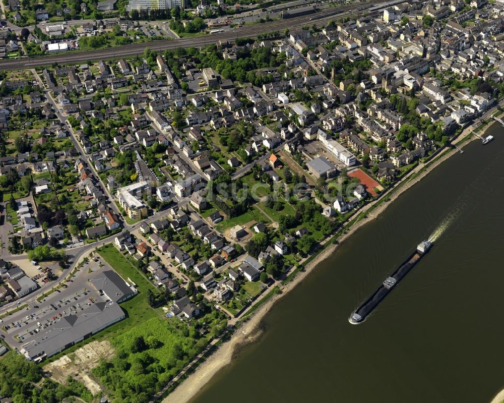 Luftbild Remagen - Flußverlauf am Ufer des Rhein in Remagen im Bundesland Rheinland-Pfalz