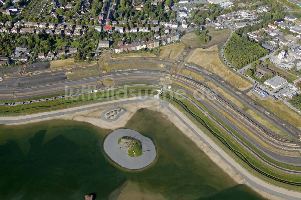 Dortmund von oben - Flutung Phoenix-See Dortmund