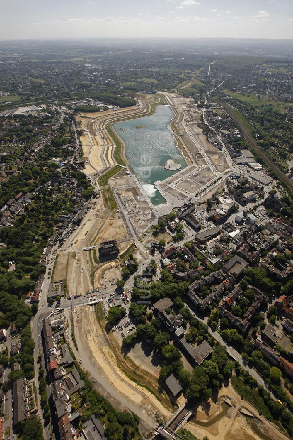 Dortmund Hörde von oben - Flutung Phoenix-See Dortmund