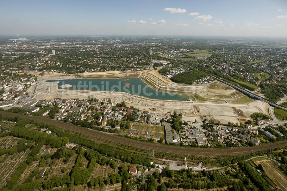 Dortmund Hörde von oben - Flutung Phoenix-See Dortmund