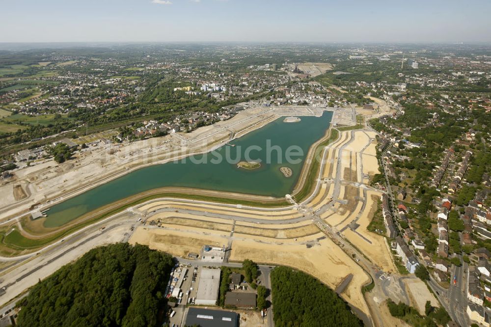 Dortmund Hörde von oben - Flutung Phoenix-See Dortmund