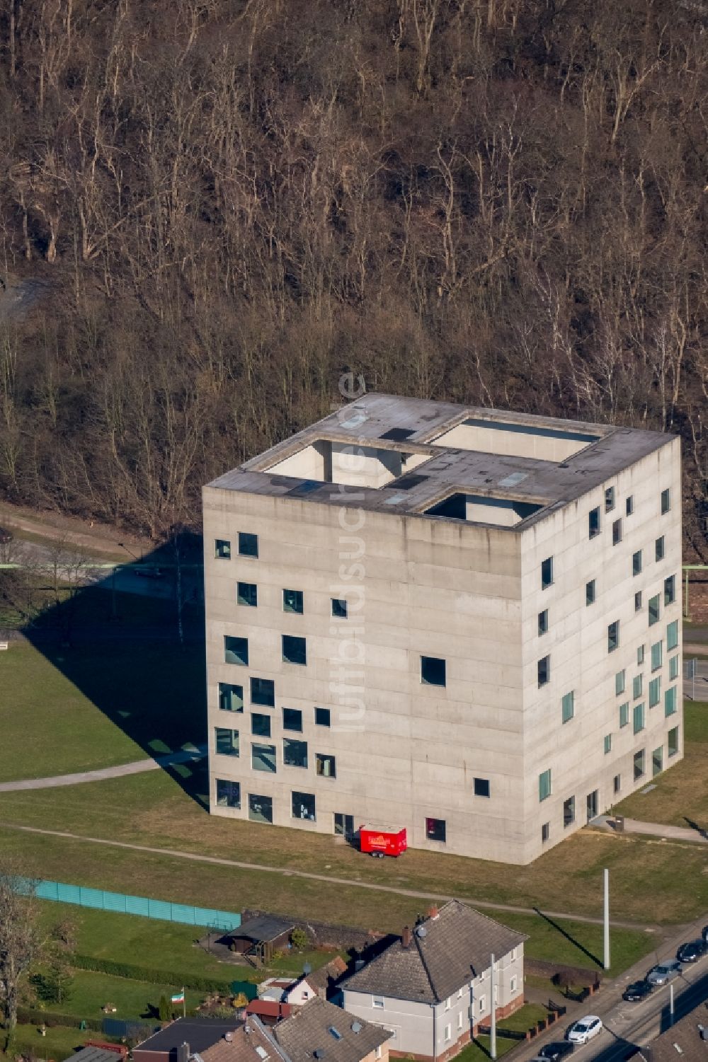 Essen aus der Vogelperspektive: Folkwang Universität der Künste - SANAA-Gebäude in Essen im Bundesland Nordrhein-Westfalen - NRW, Deutschland