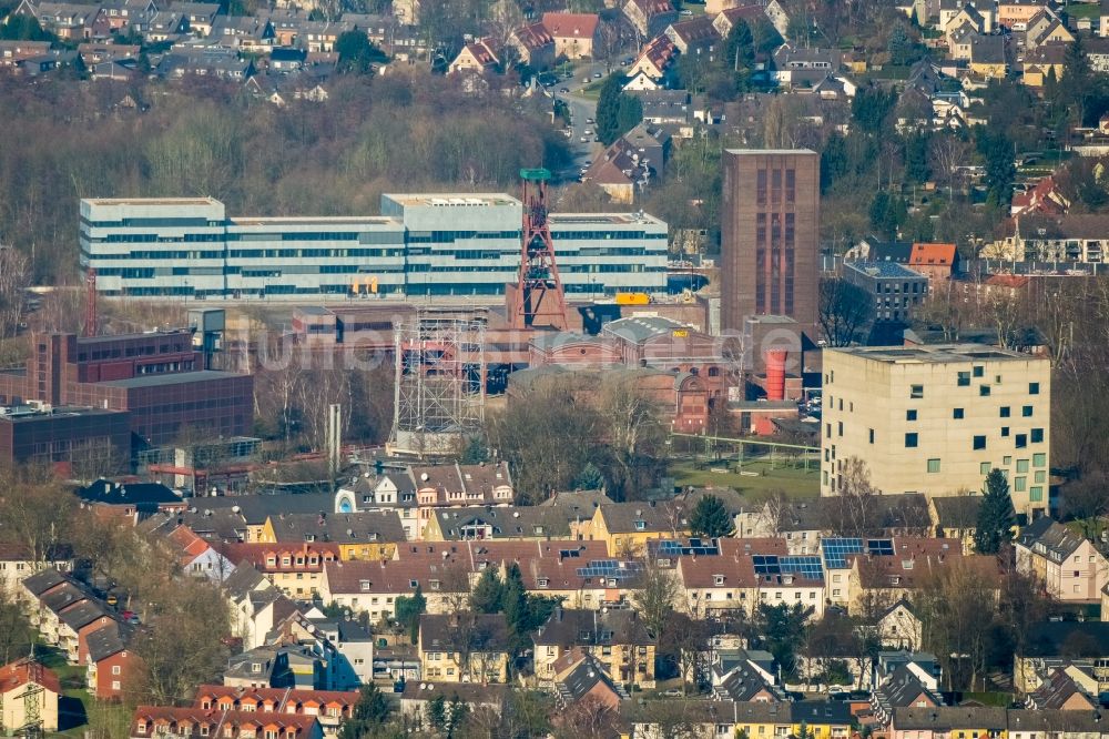 Luftaufnahme Essen - Folkwang Universität der Künste - SANAA-Gebäude in Essen im Bundesland Nordrhein-Westfalen - NRW, Deutschland