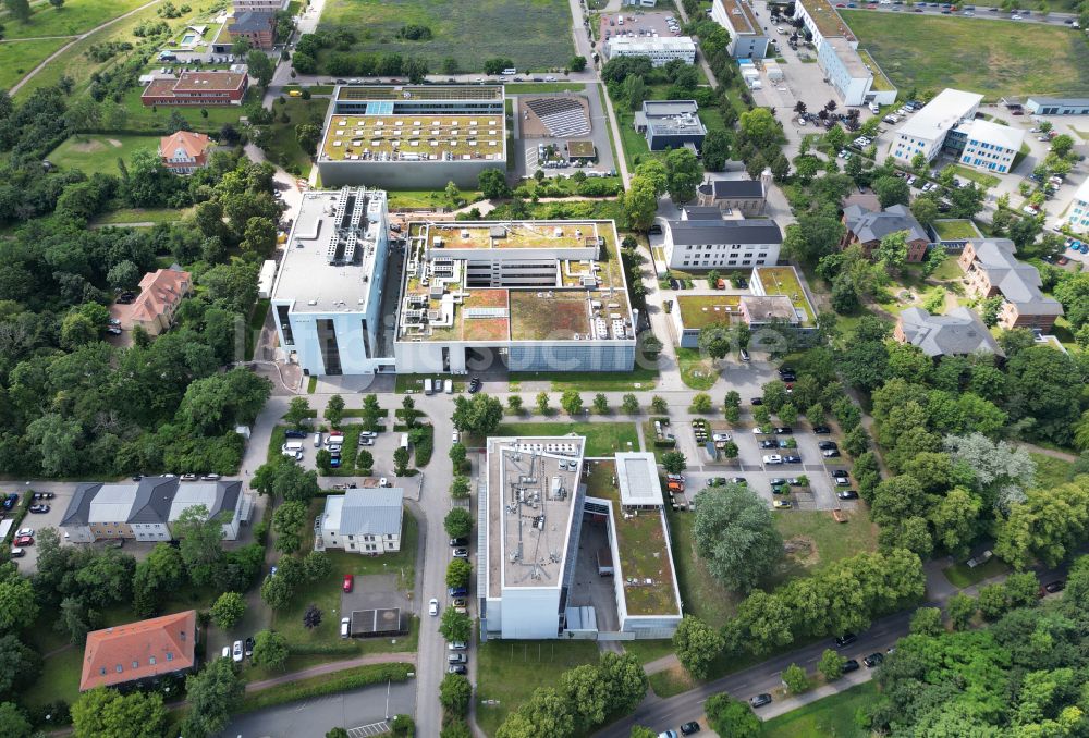 Luftaufnahme Halle (Saale) - Forschungs- Gebaude und Bürokomplex Kompetenzzentrum für mRNA-Wirkstoffe in Halle (Saale) im Bundesland Sachsen-Anhalt, Deutschland