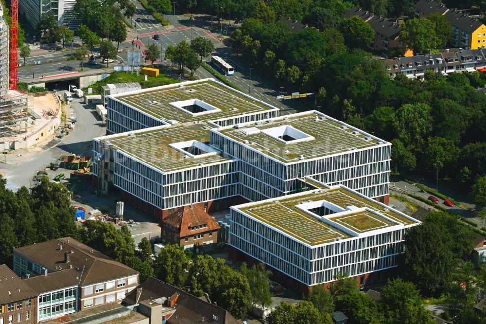 Münster aus der Vogelperspektive: Forschungs- Gebäude und Bürokomplex Forschungscampus Ost von Uniklinik und Medizinischer Fakultät in Münster im Bundesland Nordrhein-Westfalen, Deutschland