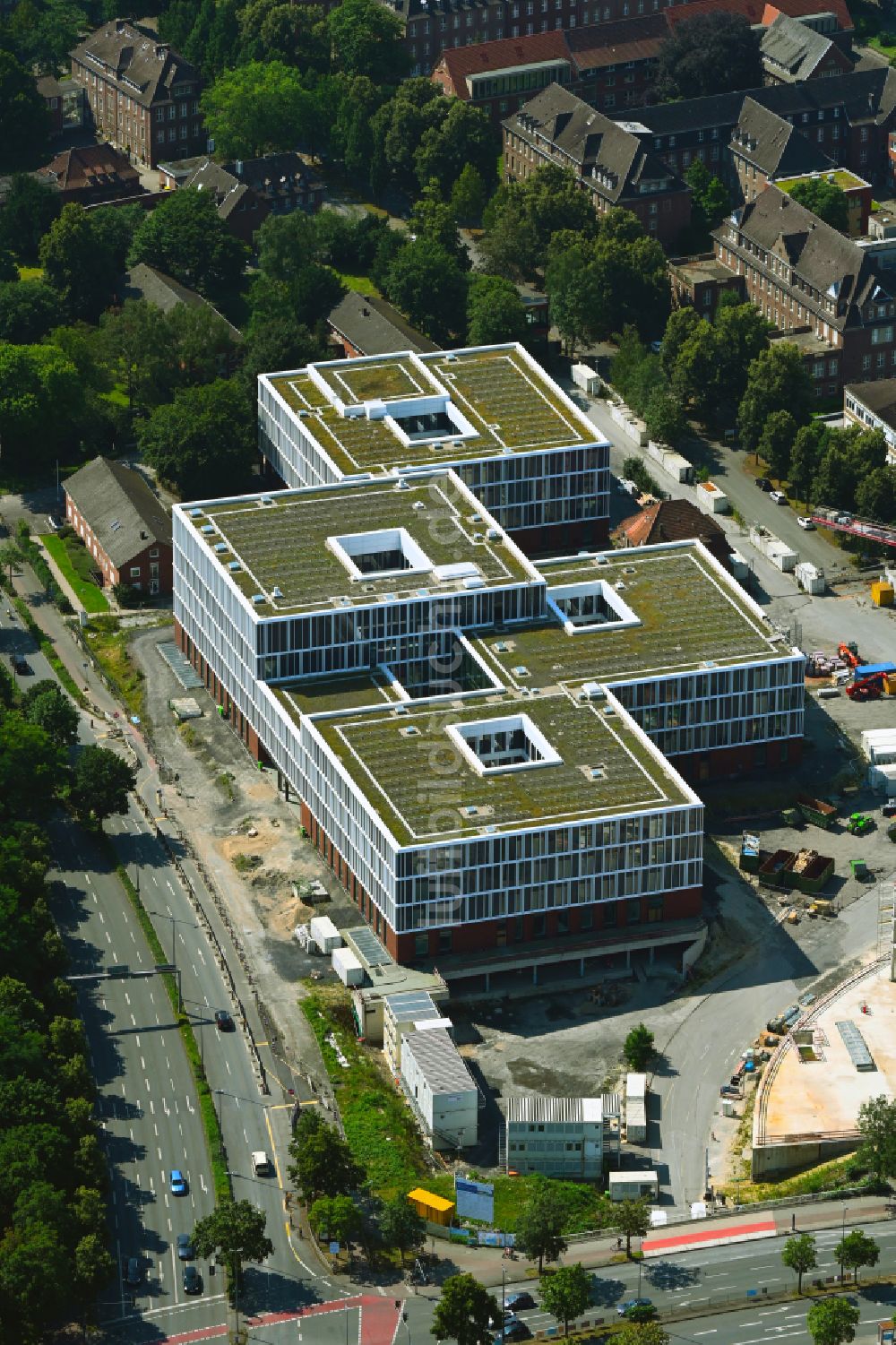 Luftaufnahme Münster - Forschungs- Gebäude und Bürokomplex Forschungscampus Ost von Uniklinik und Medizinischer Fakultät in Münster im Bundesland Nordrhein-Westfalen, Deutschland