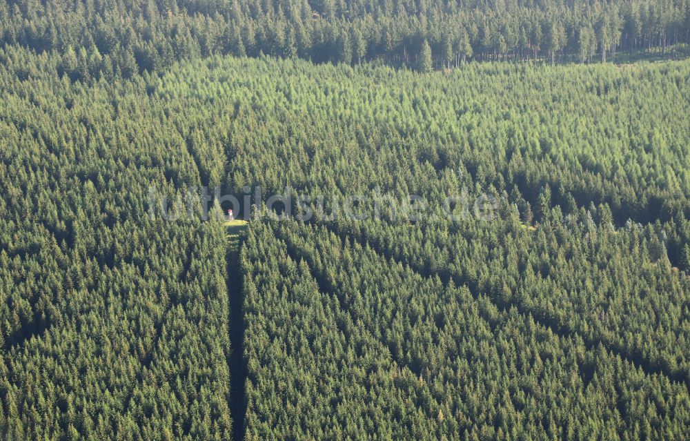 Luftbild Oberhof - Forstgebiete in einem Waldgebiet in Oberhof im Bundesland Thüringen, Deutschland