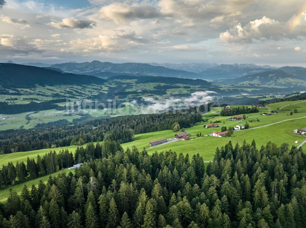 Luftbild Sulzberg - Forstgebiete in einem Waldgebiet mit Wiesenlandschaft in Sulzberg in Vorarlberg, Österreich