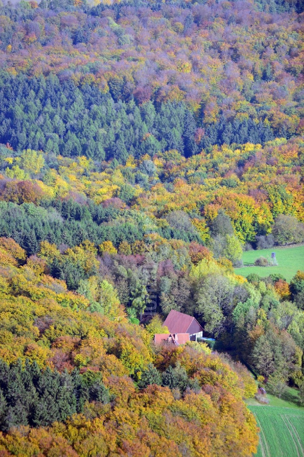 Luftaufnahme Extertal - Forsthaus am Dingelstedtpfad in Extertal im Bundesland Nordrhein-Westfalen