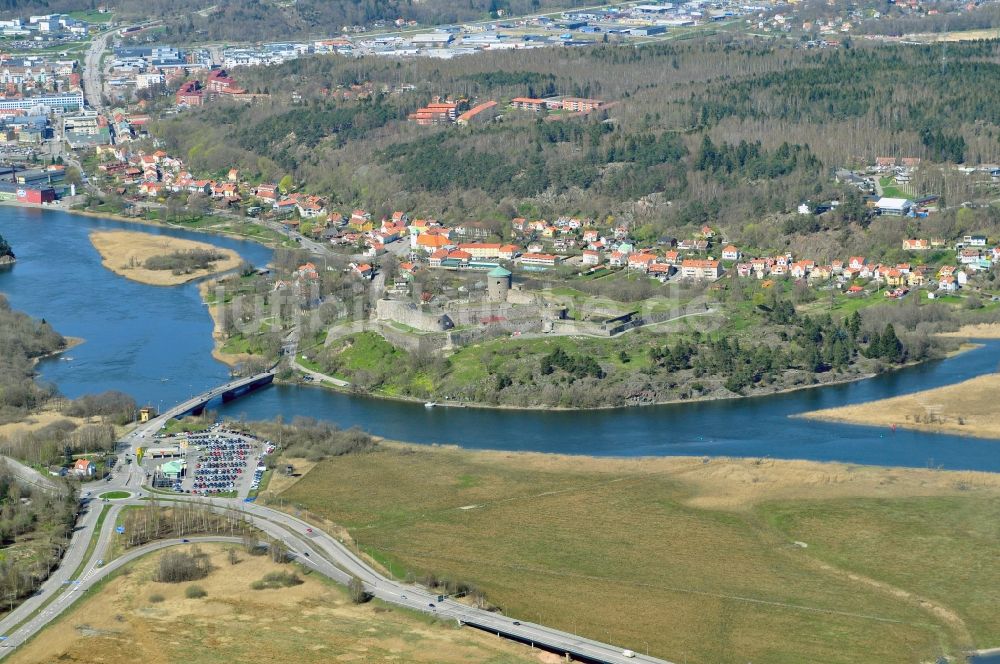 Kungälv aus der Vogelperspektive: Fragmente der Festungsanlage Bohus in Kungälv in Schweden