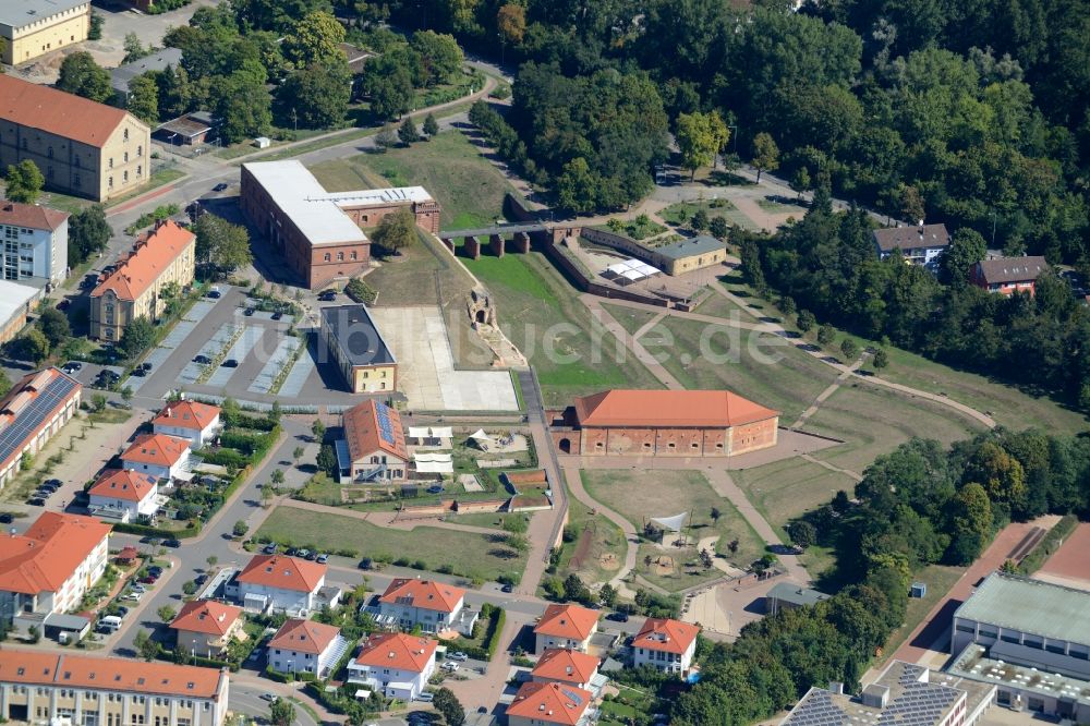 Germersheim von oben - Fragmente der Festungsanlage in Germersheim im Bundesland Rheinland-Pfalz