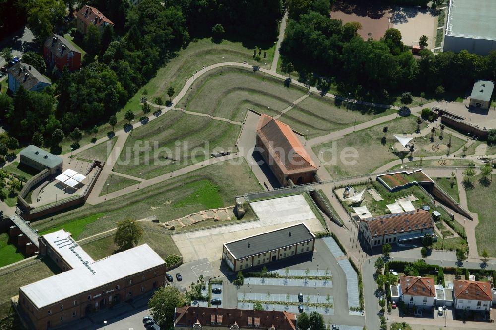 Germersheim von oben - Fragmente der Festungsanlage in Germersheim im Bundesland Rheinland-Pfalz