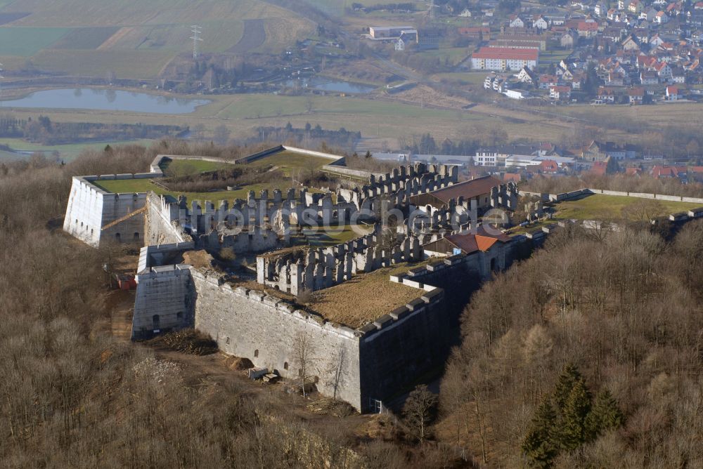 Schnaittach von oben - Fragmente der Festungsanlage Rothenberg in Schnaittach im Bundesland Bayern, Deutschland