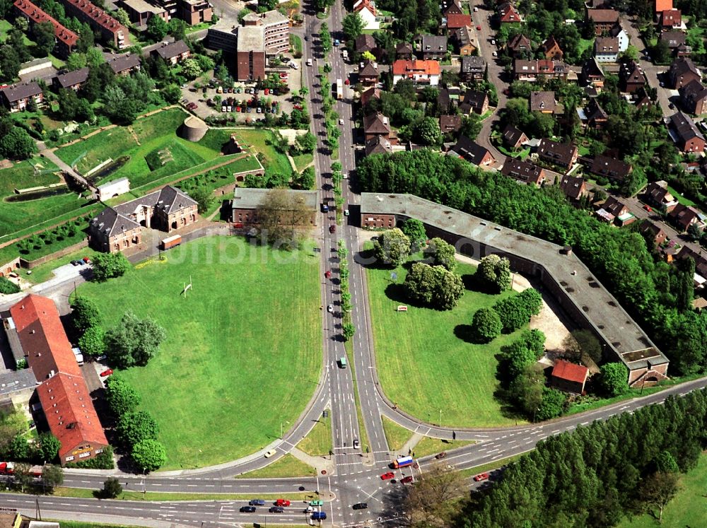 Luftaufnahme Wesel - Fragmente der Festungsanlage - Zitadelle in Wesel im Bundesland Nordrhein-Westfalen