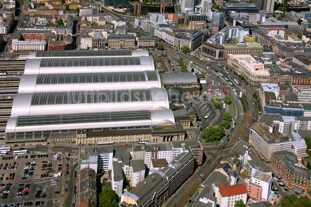 Frankfurt am Main von oben - Frankfurter Hauptbahnhof in Frankfurt am Main im Bundesland Hessen