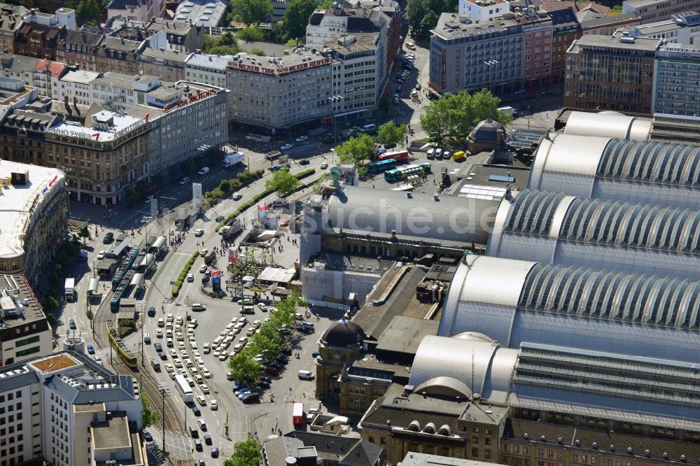 Luftaufnahme Frankfurt am Main - Frankfurter Hauptbahnhof im Stadtteil Gallus in Frankfurt am Main im Bundesland Hessen 