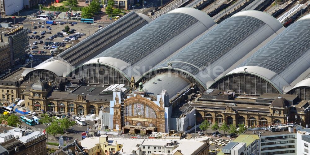 Frankfurt am Main von oben - Frankfurter Hauptbahnhof im Stadtteil Gallus in Frankfurt am Main im Bundesland Hessen 