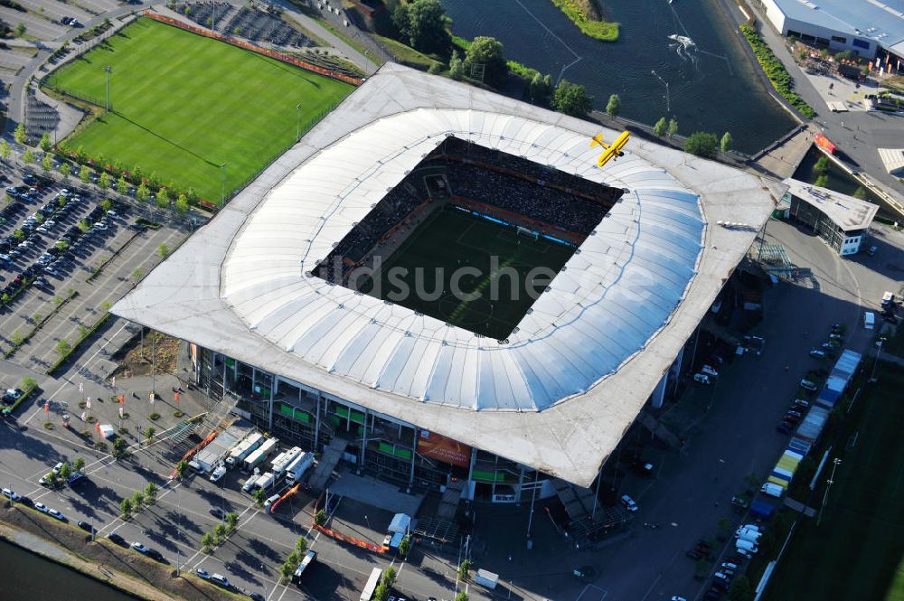 Luftaufnahme Wolfsburg - Frauen WM-Stadion Volkswagen Arena bzw. Arena im Allerpark Wolfsburg