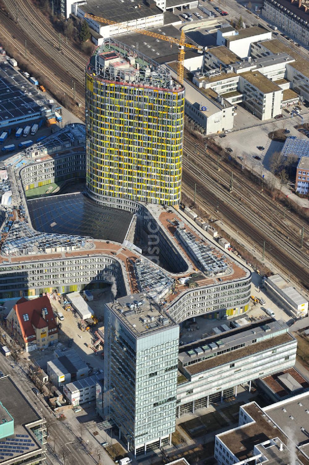 Luftbild München - Frauenhofer und die Baustelle der ADAC Zentrale in München