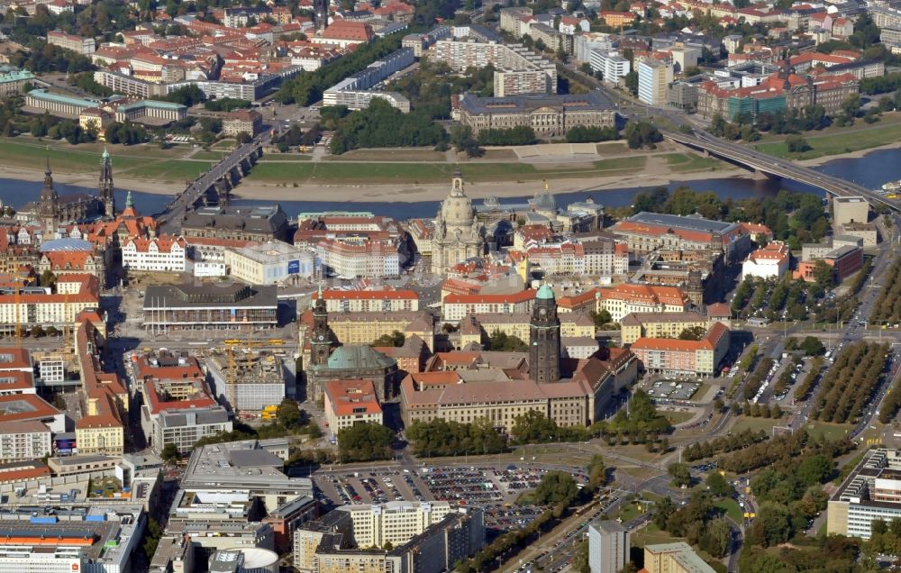 Luftaufnahme Dresden - Frauenkirche in Dresden im Bundesland Sachsen