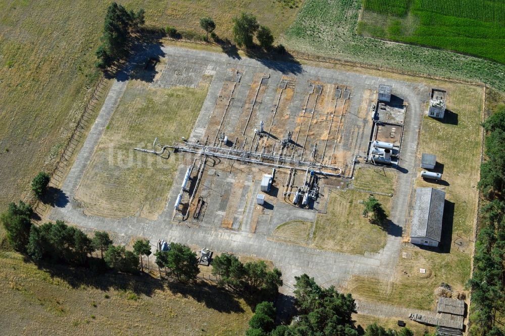 Luftaufnahme Rohrberg - Fördersonden - Station zur Gas- Förderung an der Bahnhofstraße in Rohrberg im Bundesland Sachsen-Anhalt, Deutschland