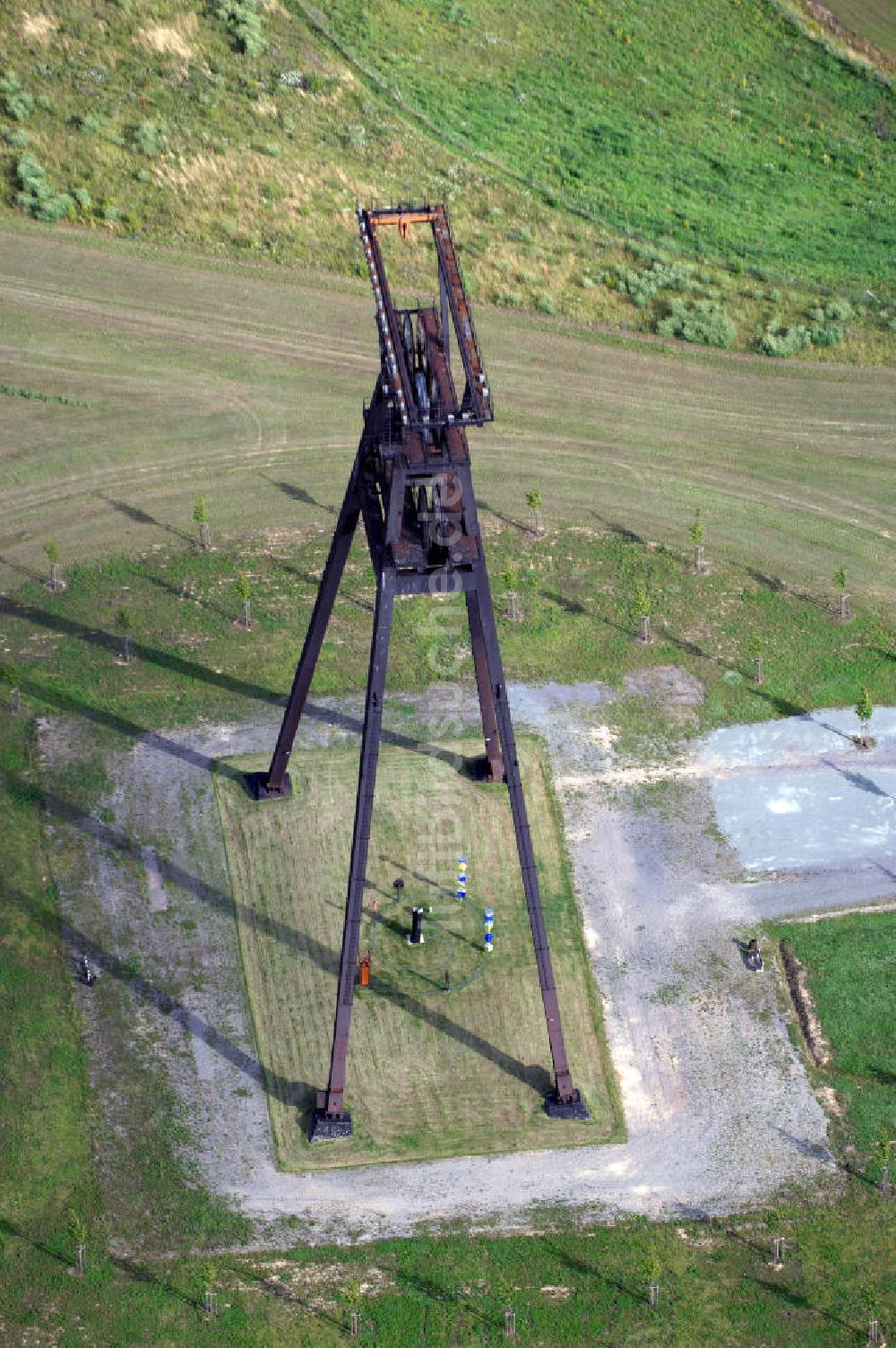 Löbichau von oben - Förderturm bei Löbichau