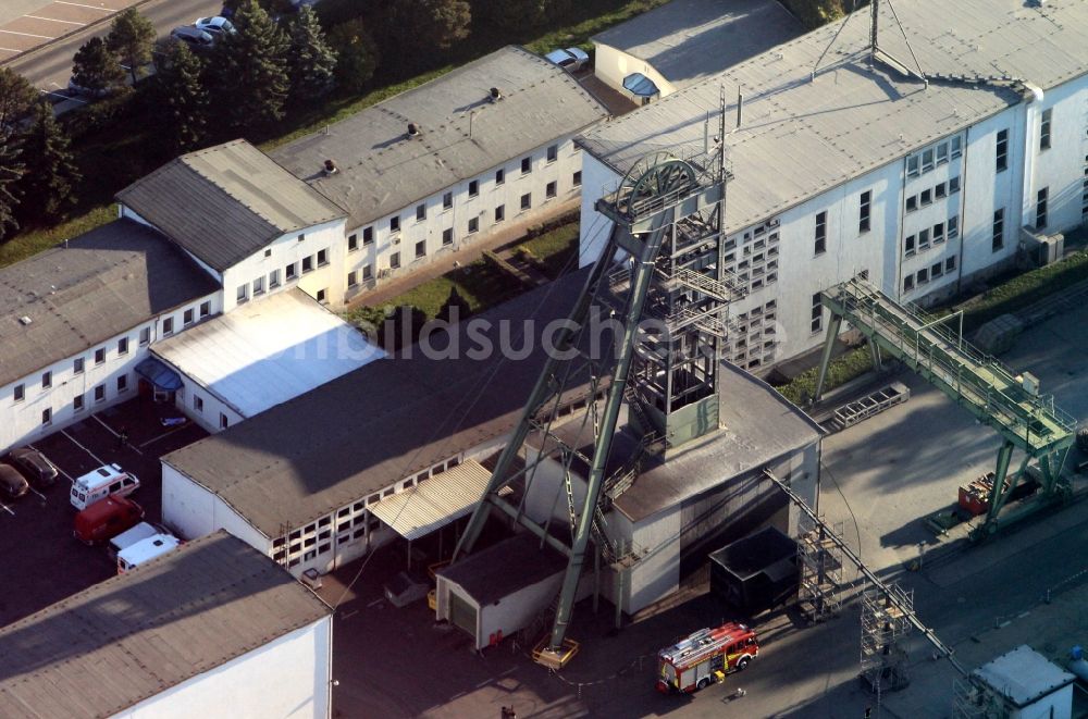 Mühlwärts von oben - Förderturm und Eingang des Bergwerkes der K&S AG am Schacht 2 in Mühlwärts in Thüringen